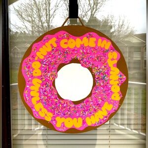 Handmade Donut Door Hanger Sweet Home Front Door Decor | Pink Donut Welcome Sign